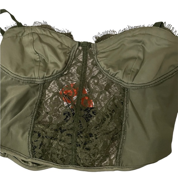 NWT Cider olive green lace mesh corset style bustier top - Picture 9 of 9